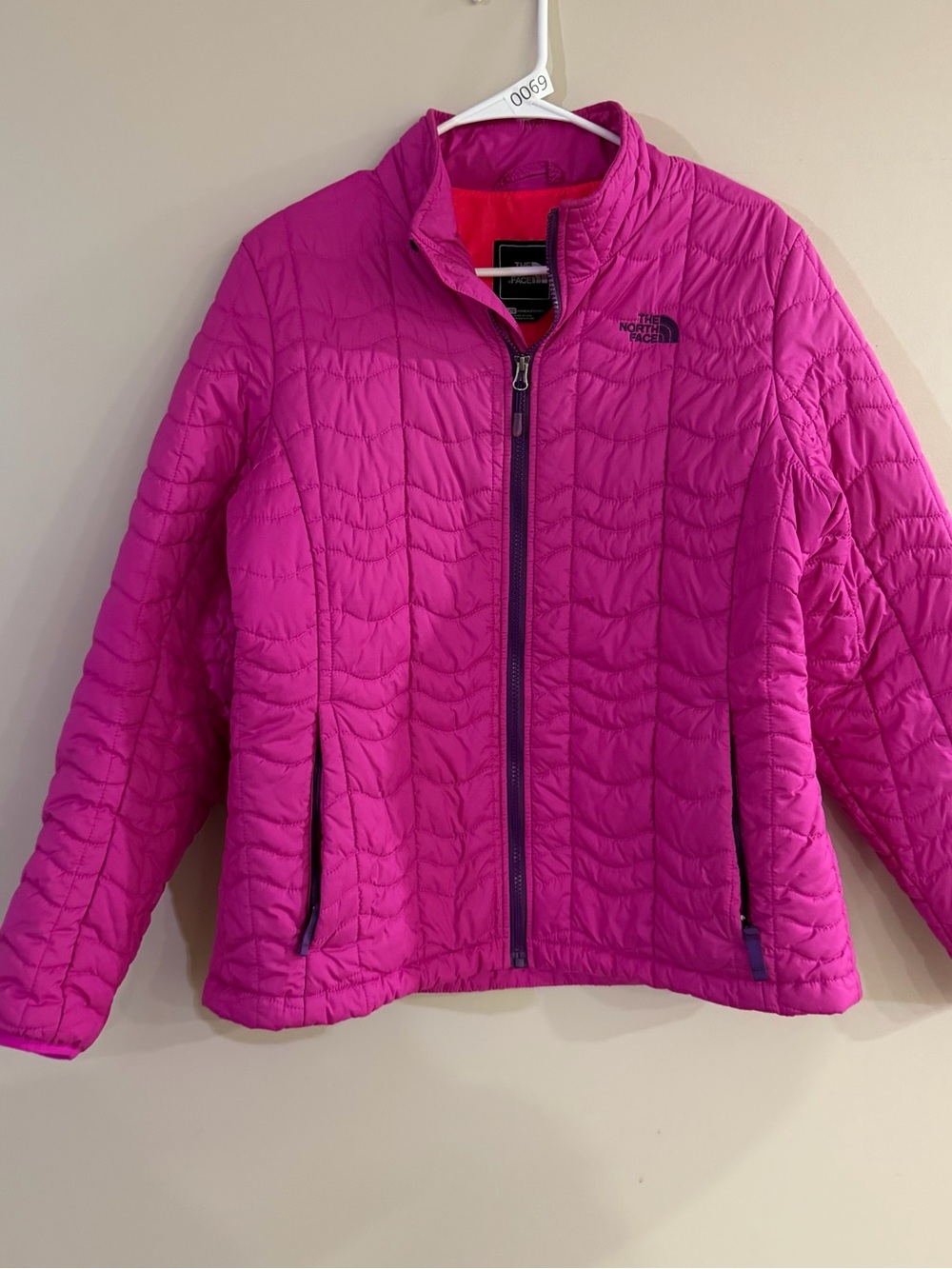 The North Face Girls' Bright Pink Quilted Puffer Jacket